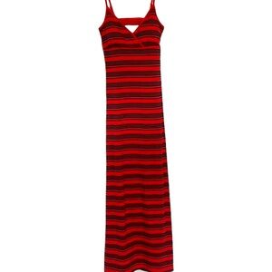 Pink and Black Maxi Dress with Padded Cups